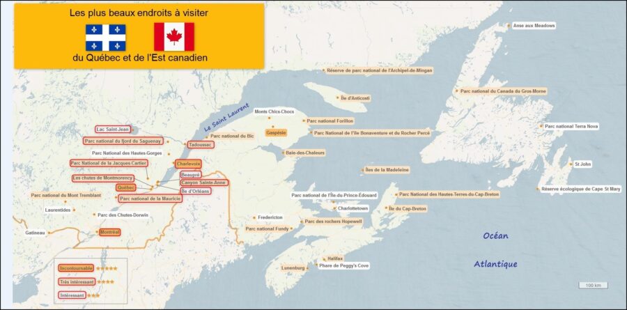 Carte du Québec et de l'Est canadien