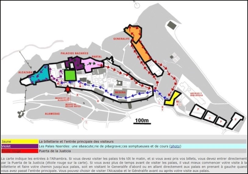 Plan de l'Alhambra de Grenade - Espagne