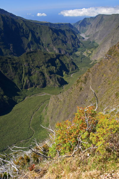 la vallée de la rivière des Remparts depuis le Belvédère du Nez de Boeuf