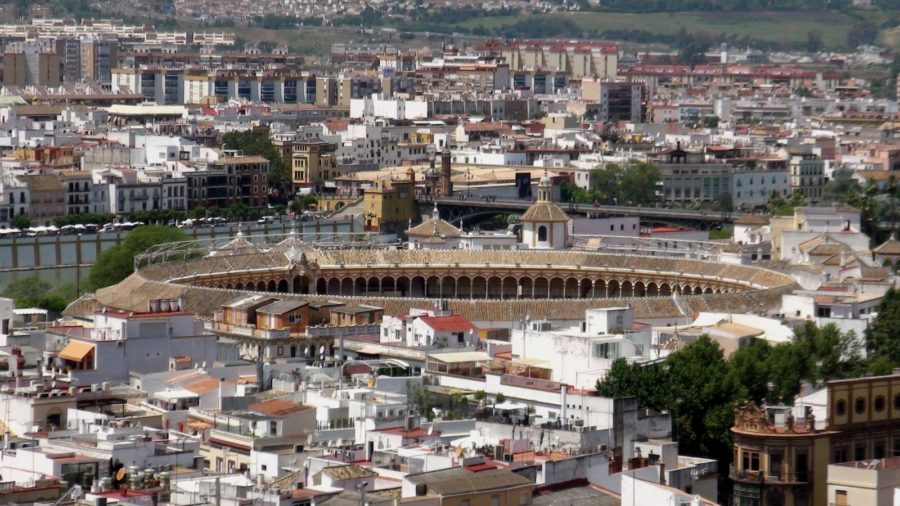 Vue sur la ville et les arènes depuis la tour de la Giralda