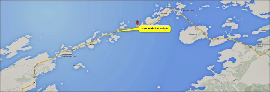 La carte de la route de l'Atlantique - Norvège.