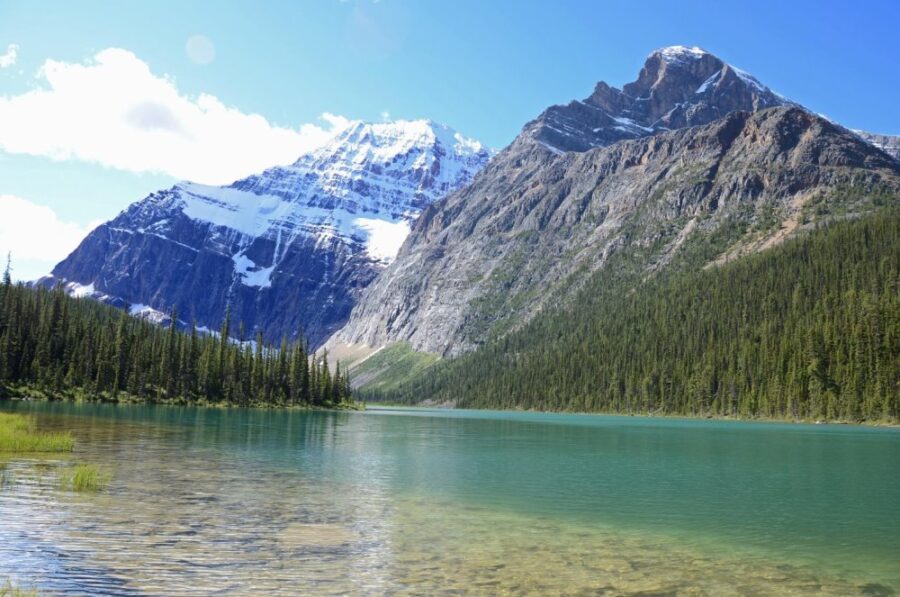 Mount Edith Cavell and Sorrow Peak Tower Above Cavell Lake