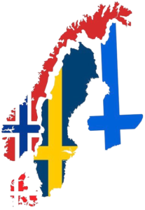 Logo carte drapeau Scandinavie 