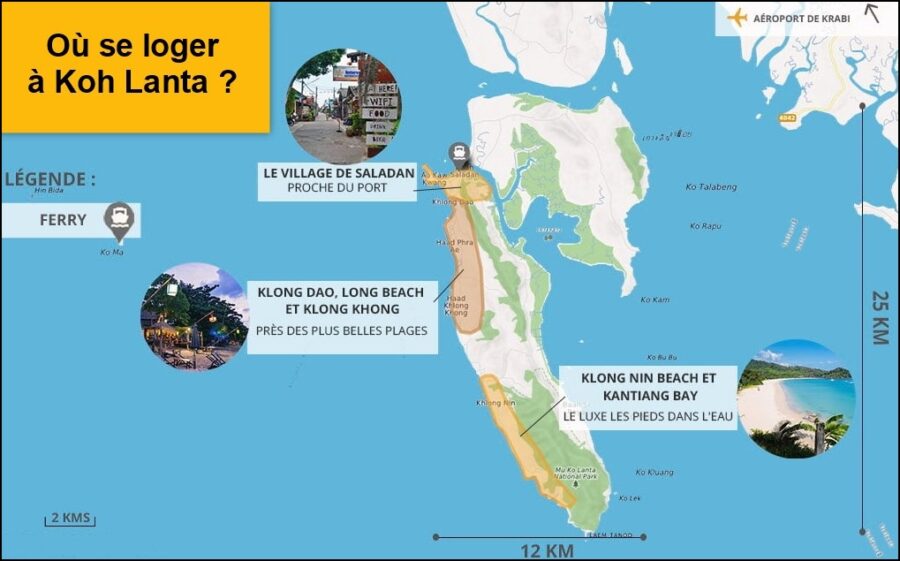 Carte où se loger à Koh Lanta 