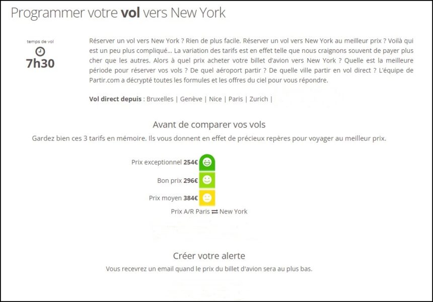 Programmer votre vol vers New York