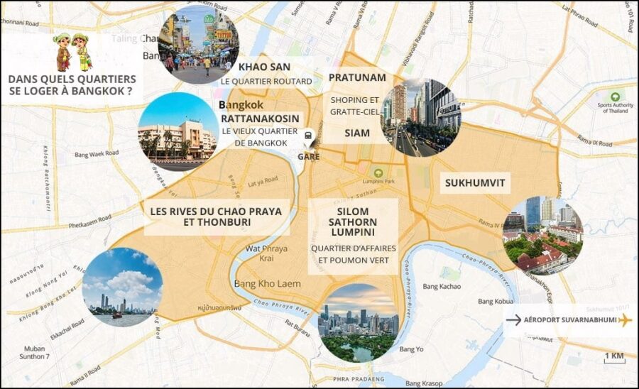 Carte où se loger à Bangkok 